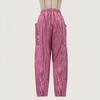 Women Pants Elastic Waist Striped Design Wide Leg Casual Trousers with Pockets Work Travel School All Day Wear