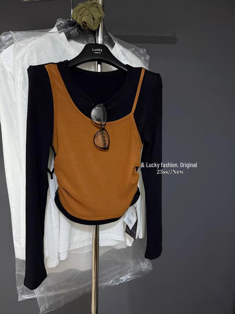 Korean-Style Two-Piece Long-Sleeve Slimming Women's T-shirt