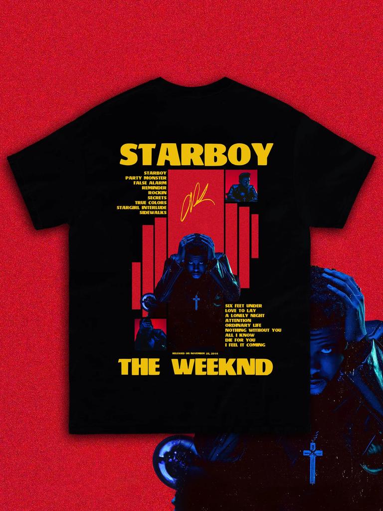 The Weeknds Starboy Graphic Printed Tshirts Unisex Women Fashion Hip Hop Streetwear T Shirt Casual Cotton Oversized Tshirt