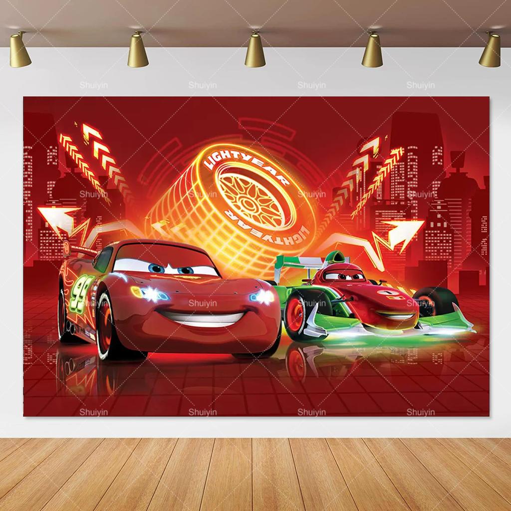 Disney Pixar Cars Lightning Mcqueen photo background for birthday party, studio photo background for kids, babies and baby welcome parties, AS41