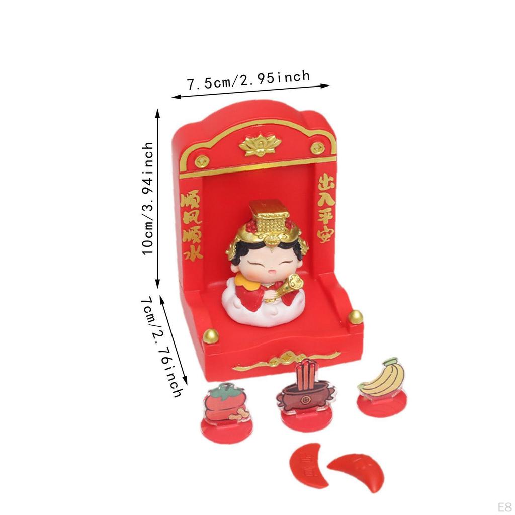 Chinese Deity Figurine with Altar for Spring Festival Tabletop Display