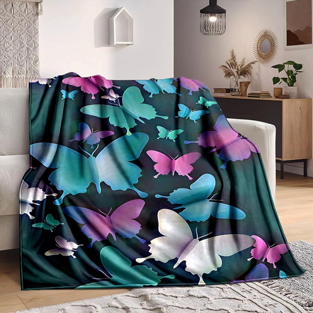 

1pc Butterfly Print Blanket Warm,Perfect for Camping And Travel, Making It a Great Gift for Any Season yy250904167 75x90cm