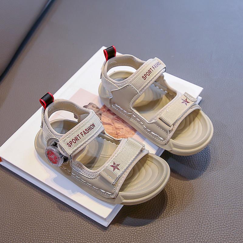 Korean Style Boys' Open Toe Summer Casual Breathable Non-Slip Soft Sole Beach Sandals 2026