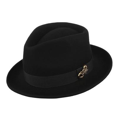 Womens Wool Felt Fedora Hat Wide Brim Floppy Jazz Hat Classic Trilby Cap Black
