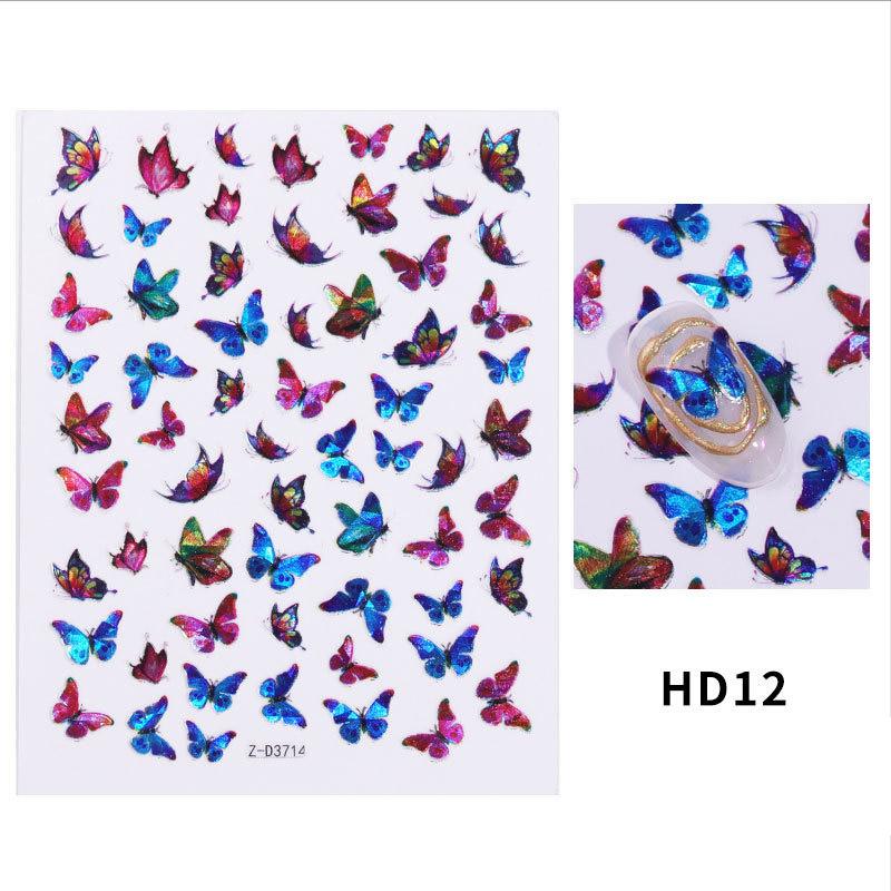 8 PC Holographic 3D Nails Stickers Nail Art Laser Butterfly Sticker Decal Butterflies Manicure Decoration Tool