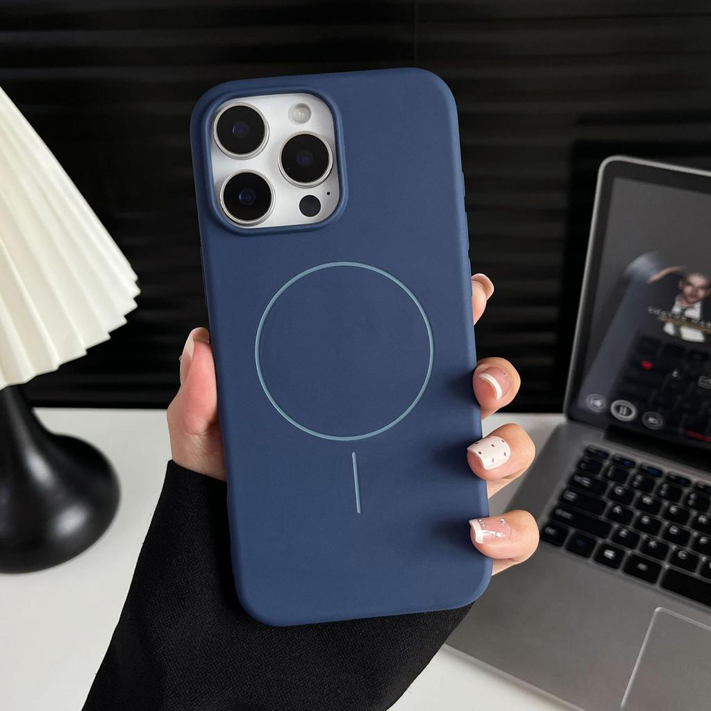 Matte TPU Magnetic Suction for IPhone17promax Mobile Phone Case Solid Color 16 with Flannel for Apple 15 Official Case