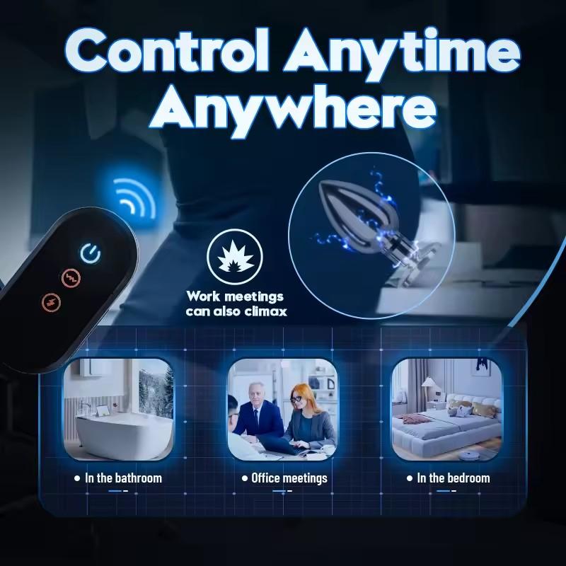 Wireless Remote-controlled Metal Anal Plug Man and Woman Electric Shock Anal Plug Vibrating Anal Plug Butt Plug G-spot Masturbation Passionate Party