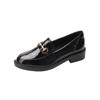 Women's 2025 British Style Black Leather Loafers: Autumn Flat-Toe Work Shoes