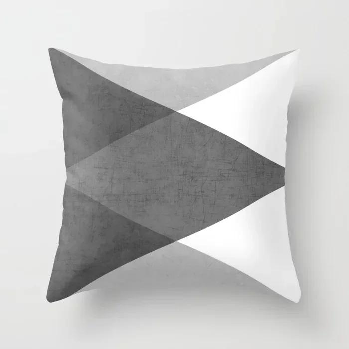 Modern Nodic Style Geometric Gray Pillowscase Polyester Grey Plaids Stripe  Cushion Covers Decorative Sofa Throw Pillows