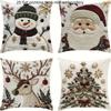 Christmas Themed 2D Printed Pillowcases: Snowman, Santa, Deer, and Tree Designs! Sofa Cushion Cover New Year Home Decoration