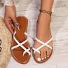 Women Sandals Ladies Braided Flat Clip Toe Summer Slippers Outside Lightweight Elastic Band Slides Women Woman Sandals