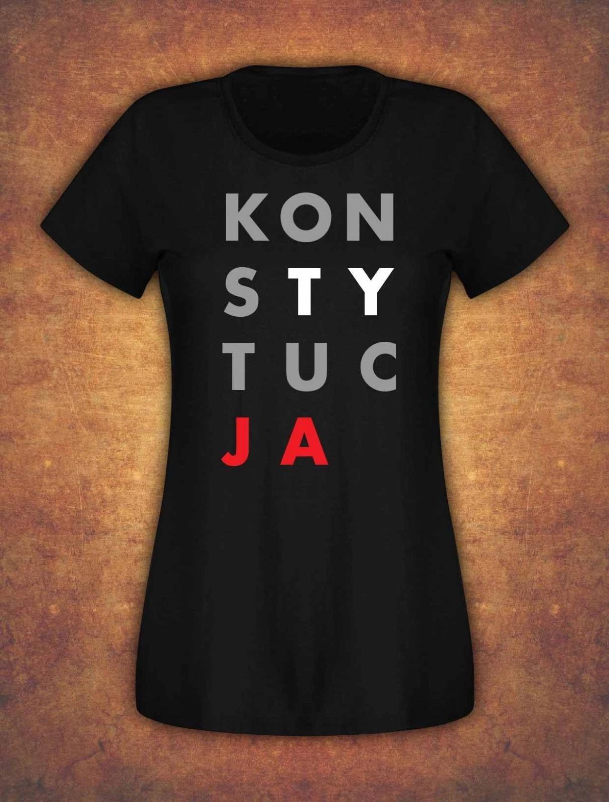 Konstytucja Koszulka Damska Protest Polska Poland 2019 T- Shirt Female Black 4XL