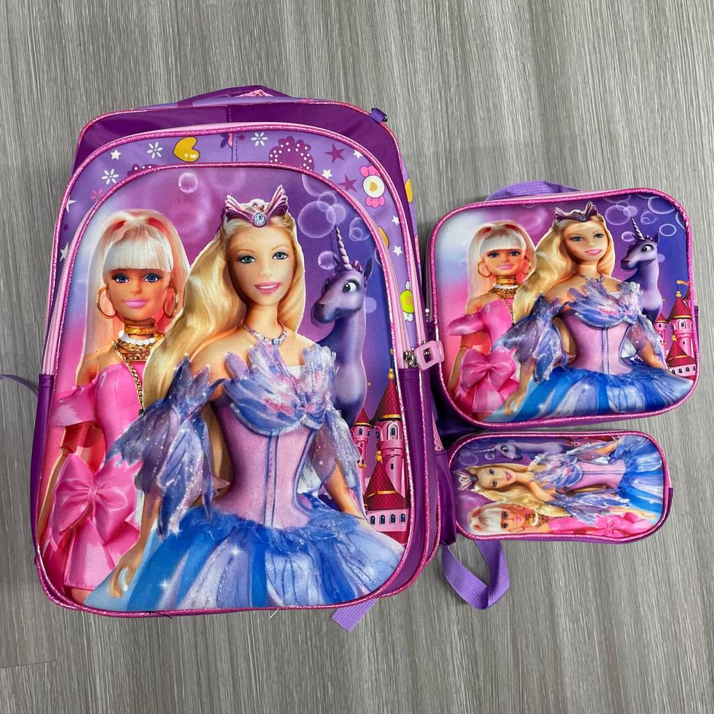 New 16-Inch 3-Piece Kids Cartoon Backpack Set Nylon Rolling Backpack School Bag for Boys Girls