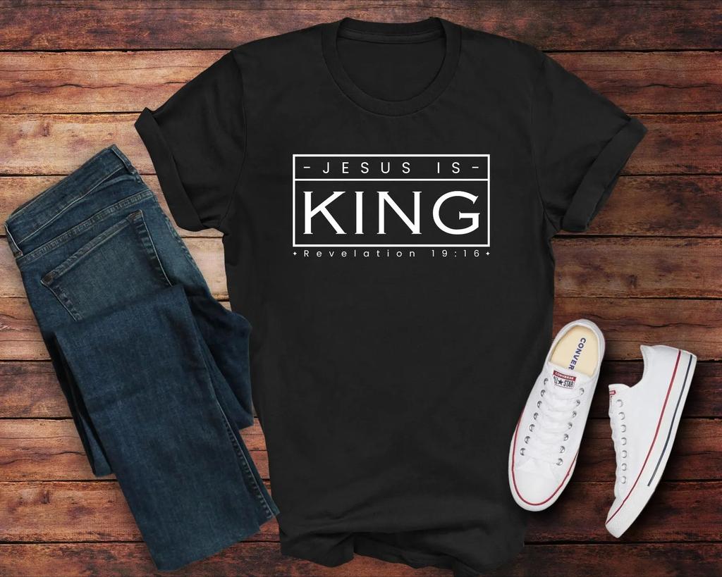 Jesus Ist König T-Shirt Herren Trainingsanzug Buchstabendruck Sommer Lässig Sportbekleidung Rundhalsausschnitt Kurzarm Baumwolle Pullover Oberteile