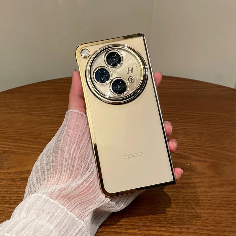 Plating Edge Phone Case For OnePlus Open OPPO Find N3 Transparent Clear Plastic Back Cover