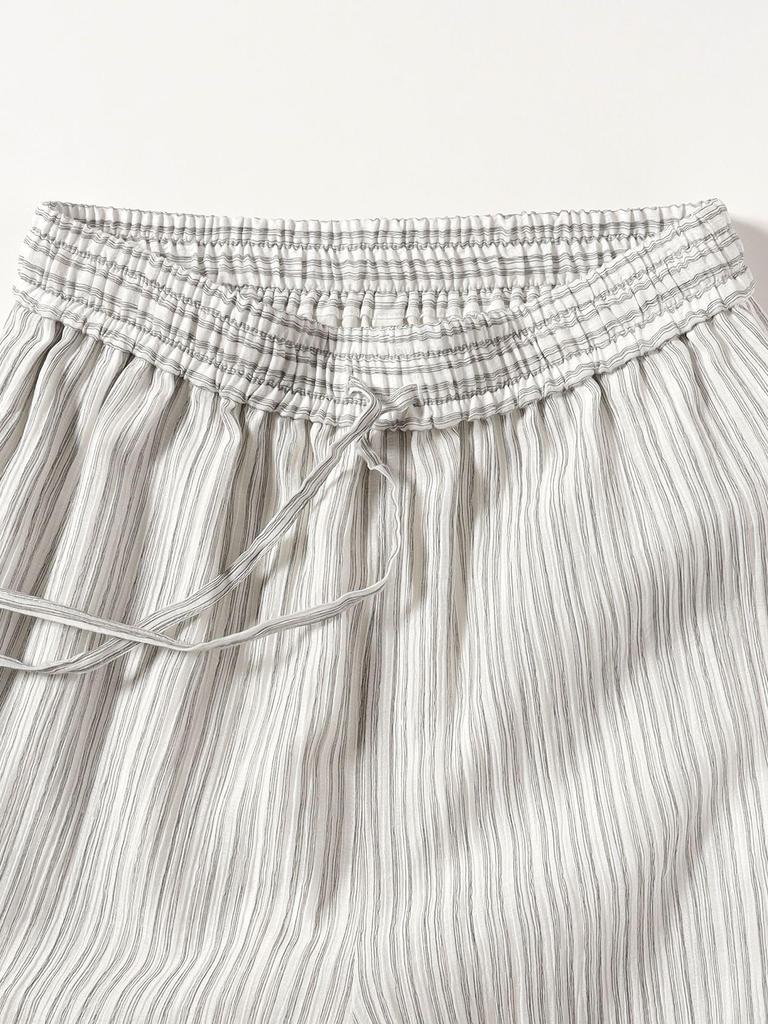 B:MING LIFE STORE by BEAMS Sheer Striped Pants (Sizes S-M) Women's Charcoal Gray