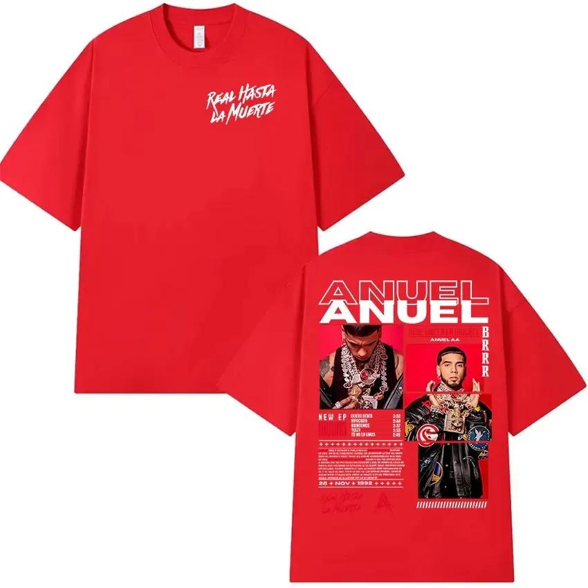 Rapper Anuel AA Real Hasta La Muerte Tour New Album T Shirts Men Women Hip Hop Gothic T-Shirts Cotton Short Sleeve T-Shirt Tees