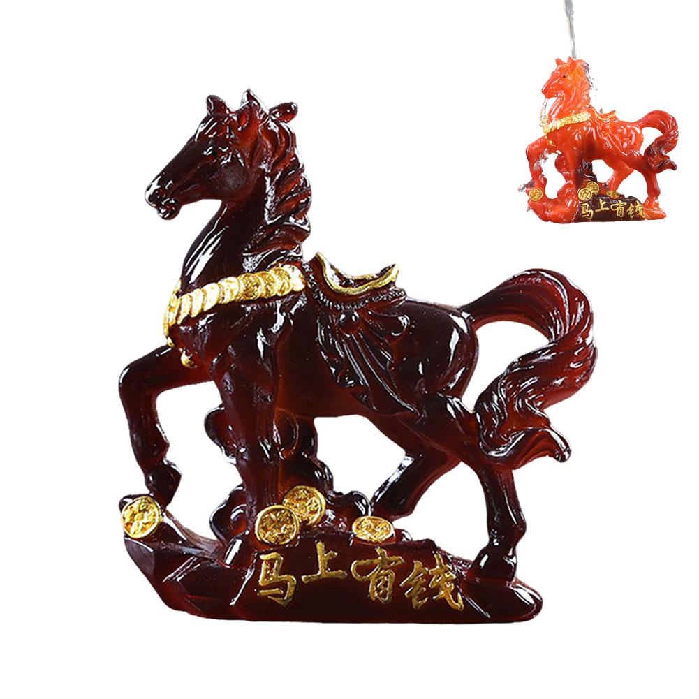 

Chinese Feng Shui Red Horse Statue Year 2026 Resin Horse Figurine for Wealth Luck Zodiac Animal Sculpture Home Tabletop Ornament 12CM