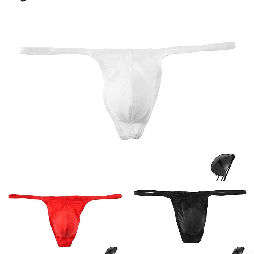 Regular Length Ice Silk Underwear Low Waist Thongs Men Sexy Briefs