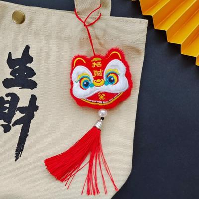 Chinese Style Lion Dance Tassels Pendant New Year Zodiac Plush Doll  Bag Hanging Accessories