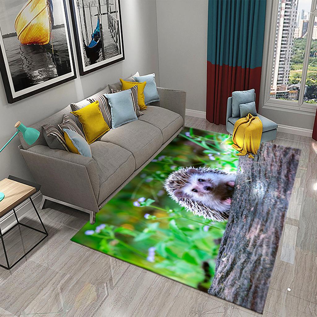 3D Hedgehog Carpet Cute Animal Rugs for Living Room Bedroom Floor Area Decor Mats Bathroom Toilet Door Entrance Non-slip Carpet