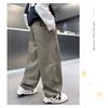 Boys Straight Loose Solid Color Casual Long Work Pants For Big Boys