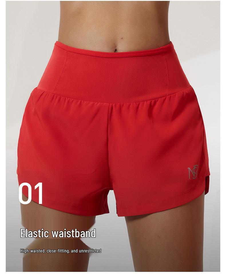 Women's Quick-Dry High-Waist Shorts with Zipper Pocket & Anti-Exposure Lining for Running & Fitness