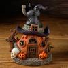 Witch House Ornament House Ornament with Led Light Spooky Halloween Witch House Statue with Led Light Magical for Home for A