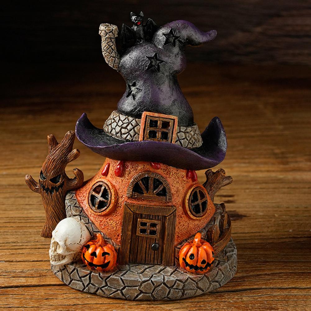 Witch House Ornament House Ornament with Led Light Spooky Halloween Witch House Statue with Led Light Magical for Home for A