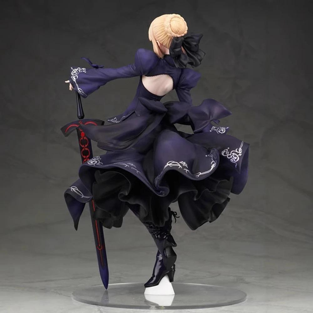 23CM Anime Gekijouban Fate/stay night Heaven's Feel Altria Pendragon Black Dress Up Saber Alter Model Toy Gift Action Figure PVC