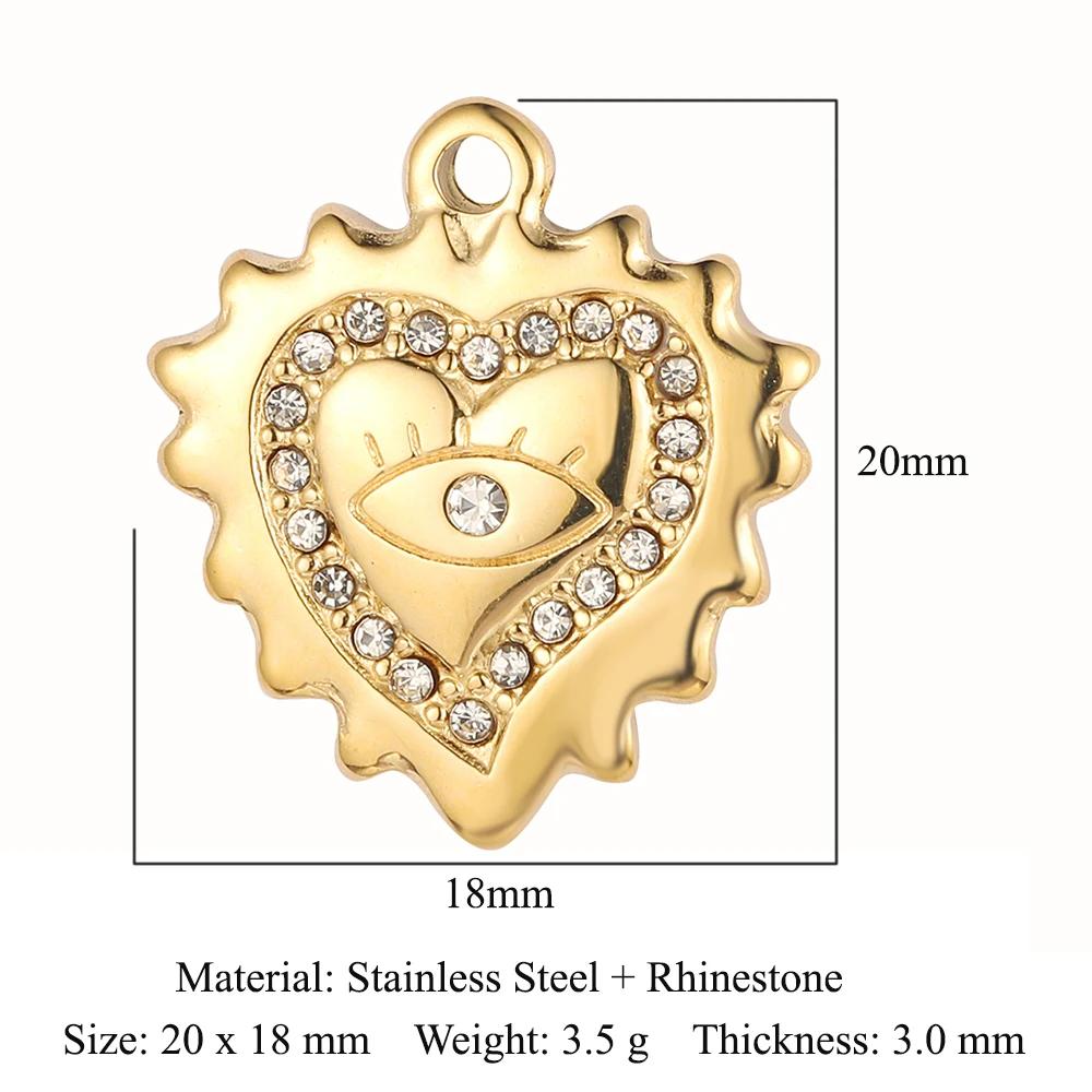 Sun Evil Eye Mirror Polished 316 Stainless Steel DIY Charm Moon Hamsa Hand Zircon Jewelry Star Heart Necklace Pendant