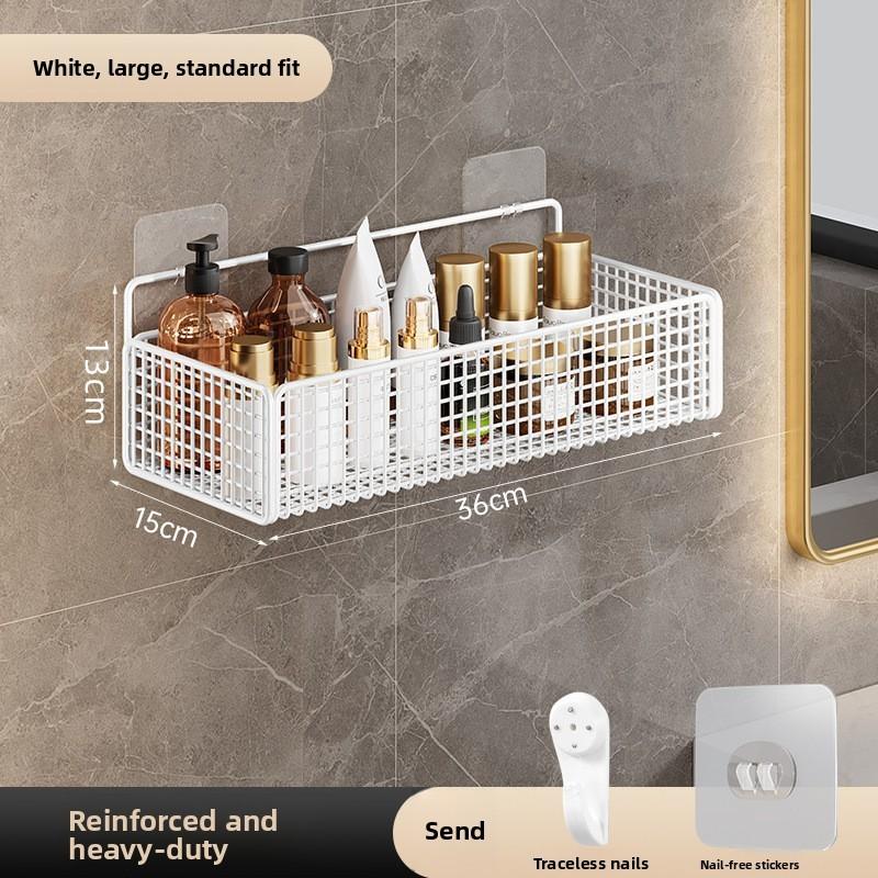 Modern Minimalist Bathroom Wall Shelf With Carbon Steel Material For Storage And Organization