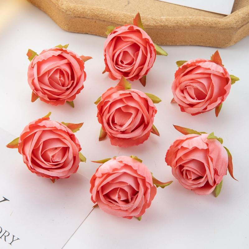10/20pcs Artificial Flowers Scrapbook Home Room Decor Silk Diy Gifts Candy Box Cake Wedding Outdoor Fake Roses Christmas Wreaths
