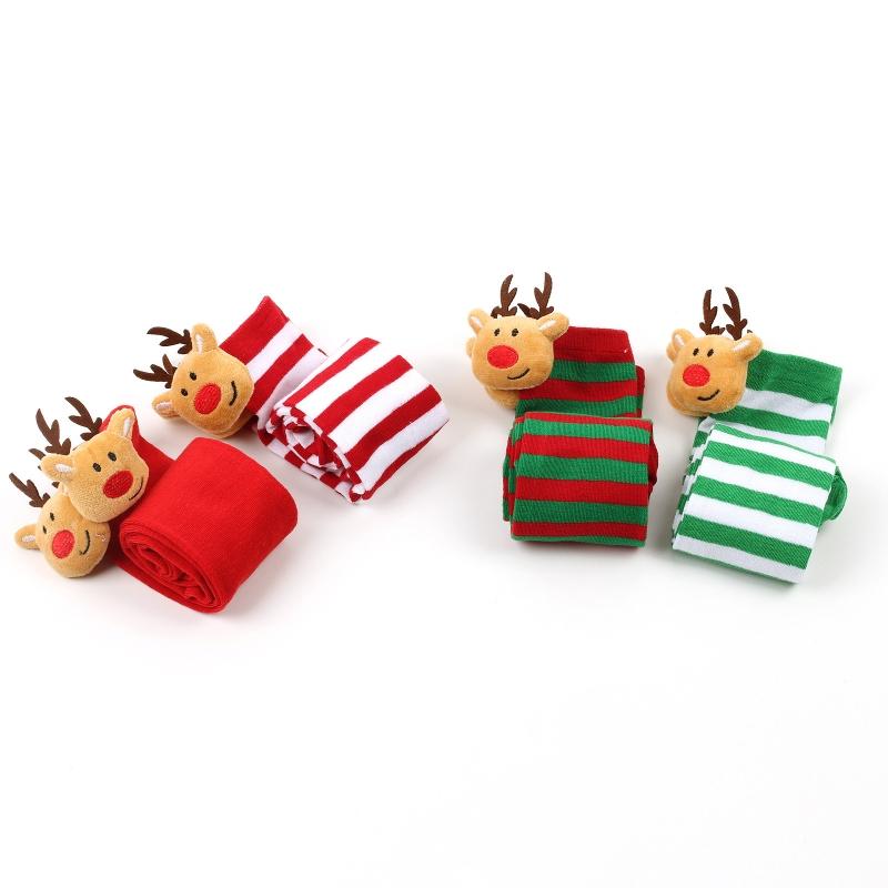 Damen Weihnachten Overknee Lange Socken Niedlich 3D Plüsch Hirsch Elch Gestreifter Druck Oberschenkelhohe Strümpfe Feiertagsparty Strumpfwaren