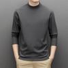 Spring Autumn Men Top Neck Protecting Half-high Collar Double-sided German Velvet Slim Fit Stretchy Long Sleeves Pullover Basic Sweatshirt