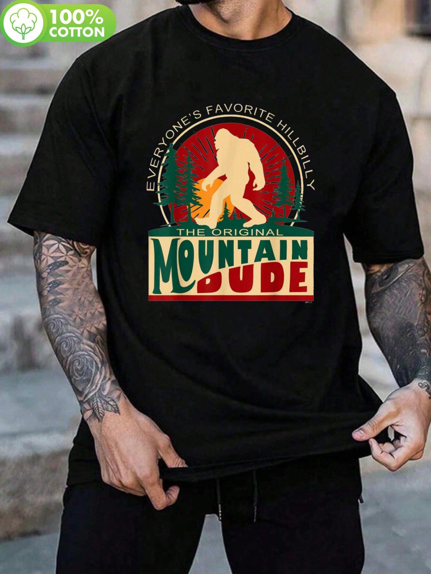 

100% Cotton Knit T-shirt - Everyone S Favorite Hillbilly Tee Funny Sasquatch Mountain Design L