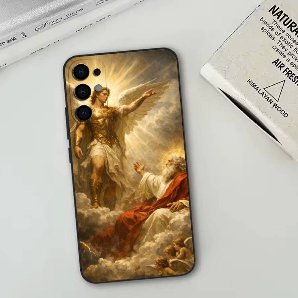 Medieval Retro Archangel Lucifer Phone Case For Samsung S25,S24,S21,S22,S23,S30,Ultra,S20,Plus,Fe,Soft Silicone Black Cover
