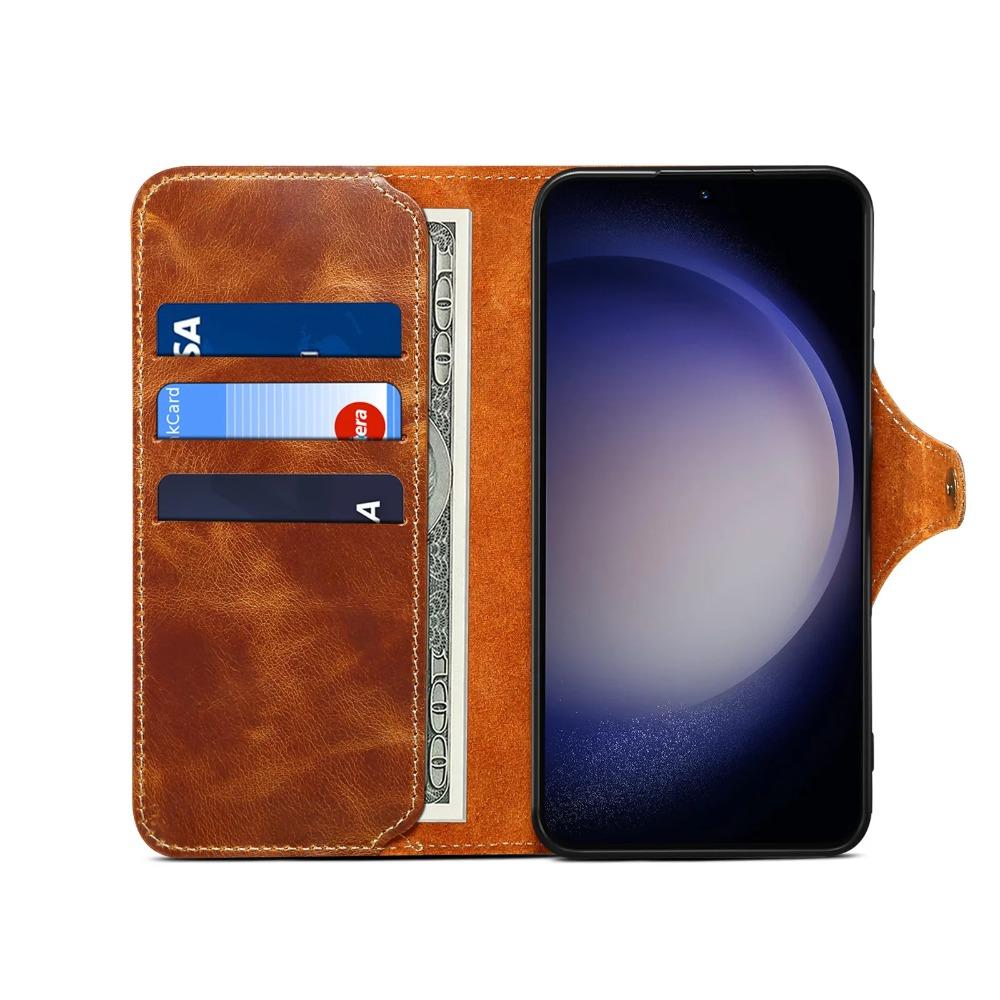 Retro Genuine Leather Case for Samsung Galaxy S26 Ultra S26+ S20 S10 Note 10 Plus Business Purse Cover with Lanyard Card Pocket