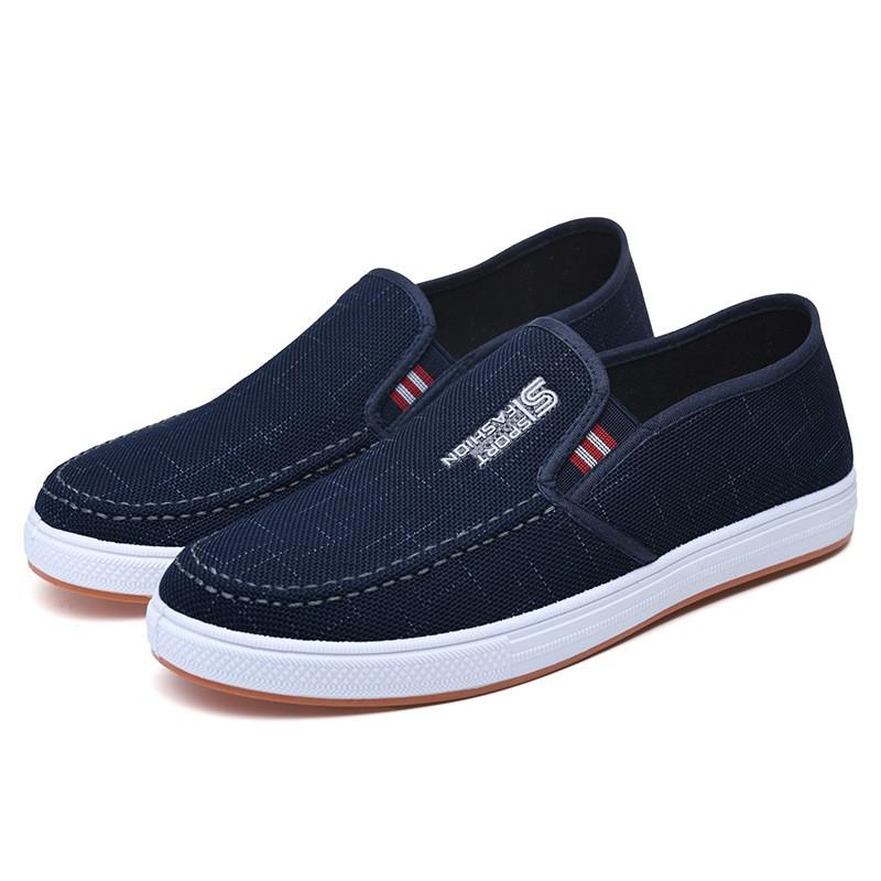 Mens Slip-On Canvas Loafers Breathable Non-Slip Casual Shoes Fall