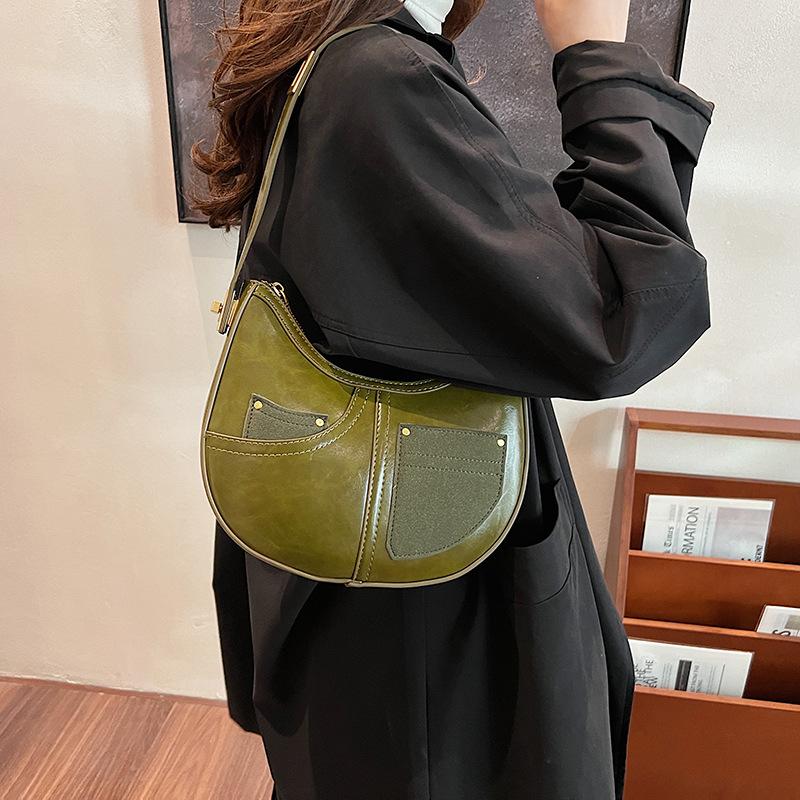 

Retro underarm bag women s new niche design bag versatile crescent bag premium shoulder bag 25*6*20 зелёный