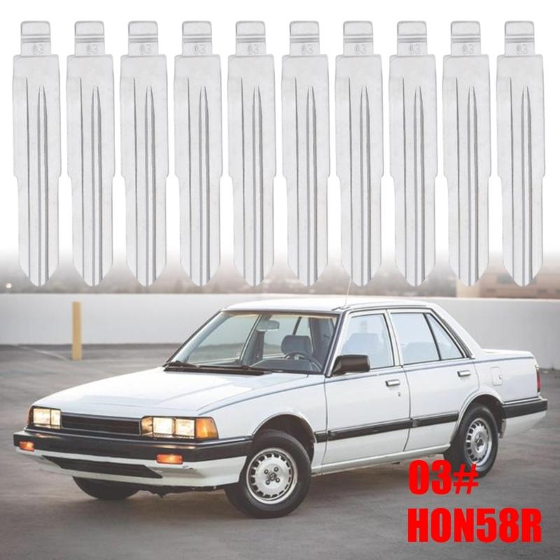 Pack of 10 #03 Metal Key Blank Universal for Vehicle Replacement Part HON58R Car Flip Remote Keys Blade Stable Performances