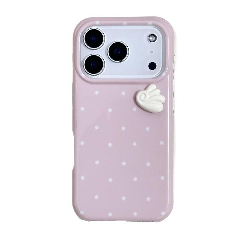 Korean Style Polka Dot 3D Wings Phone Case for iPhone 17/16 Pro Max/15/14