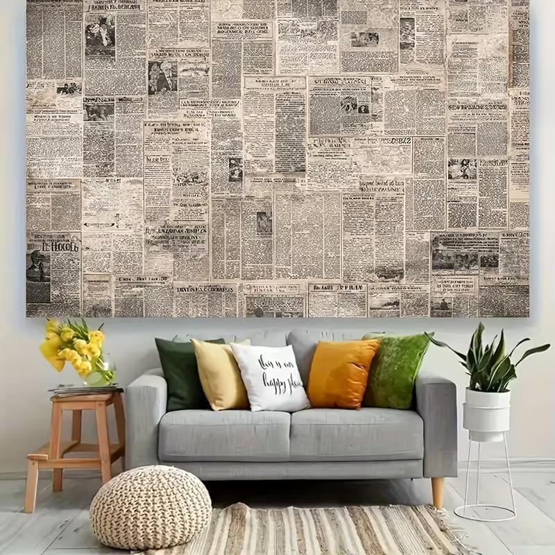 2D Flat Retro Newspaper Backdrop for Studio Photoshoot & Video Call