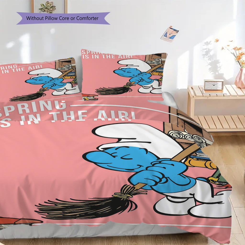 Smurfs Tales Purple Beans Adventure Threepiece Set 1 Duvet Cover 2 Pillowcase Without Core Christmas Birthday Gift Bedding Set