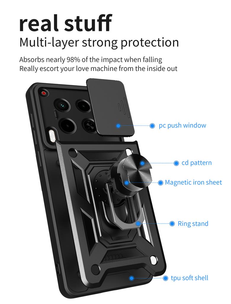 For Camon 30 4G Case Car Magnetic Ring Holder Phone Coque For Tecno Camon 30 4G CL6 6.78" Silde Lens Armor Shockproof Back Cover