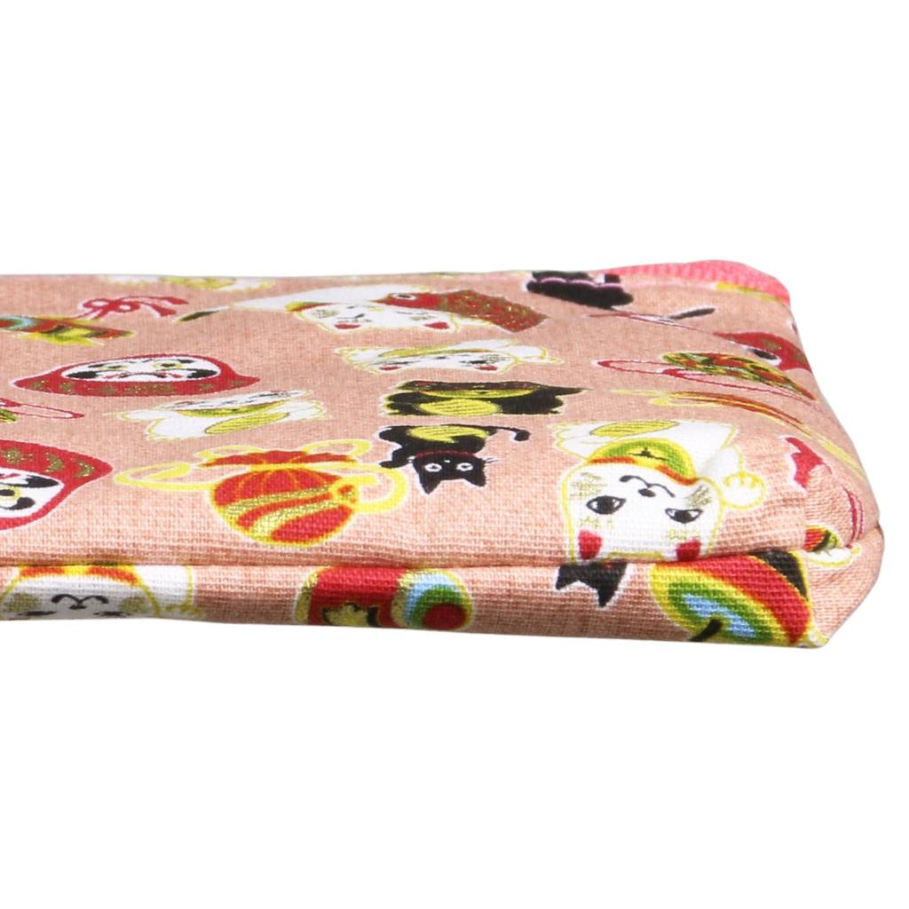 Morikuru Made in Japan Square Oblong 19 x 13 with a Shofuku Cat Cute for Small SG Wonder Zone Pink (Morikura) Pouch, cm, Print, Multi-Pouch Items,