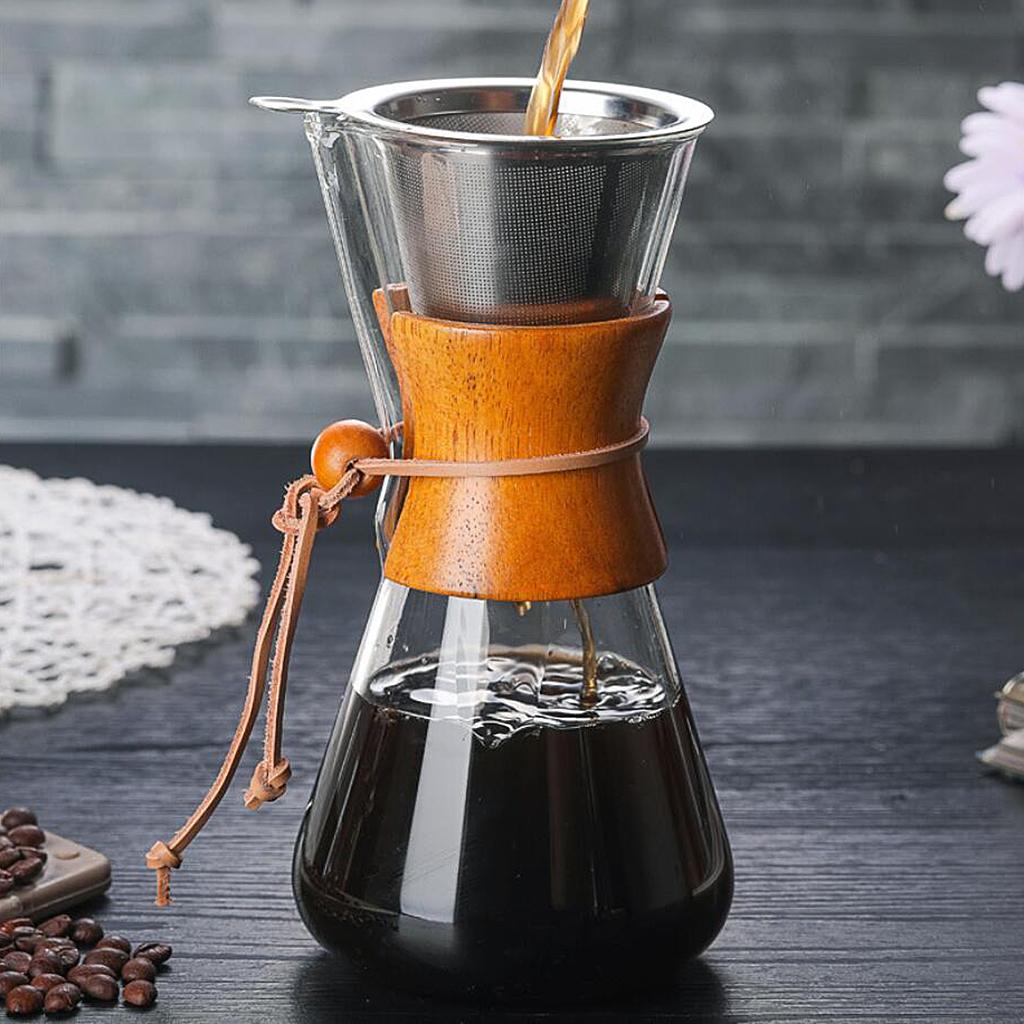 600ml / 20 oz Pour Over Coffee Maker Borosilicate Glass Carfae Manual Coffee Hand Dripper Clear
