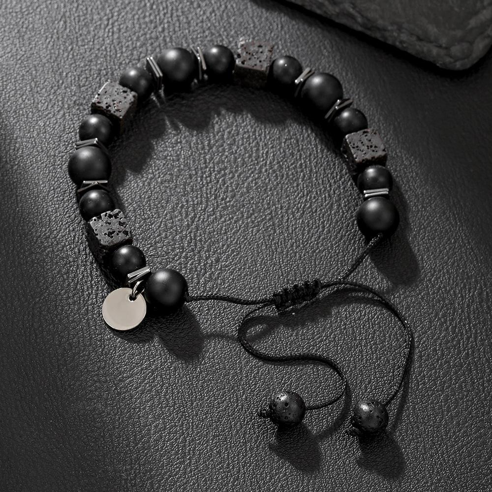Handmade Natural Volcanic Stone Snowflake Stone Bead Bracelet Men's Retro 10/8mm Elastic Bead Couple Bracelet