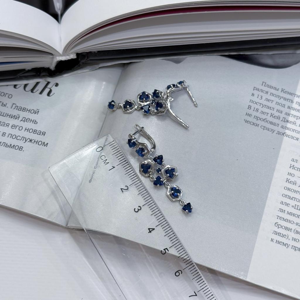 Cercei din argint cu nano safir 3.625ct (2174660)