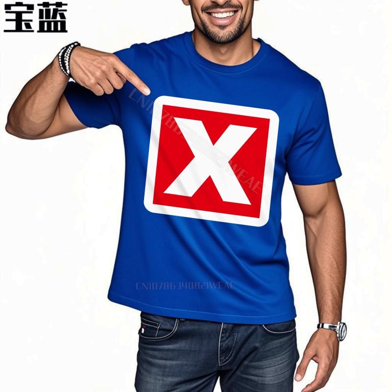 Unisexs tshirt Breathable Casual Tee Red X On White Daily Wear New Teeshirts Cool Adult Essential Teeshirts